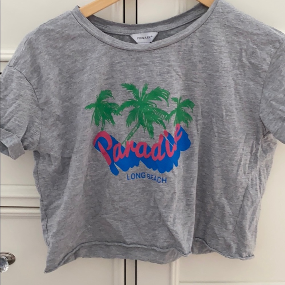 Gray graphic crop top